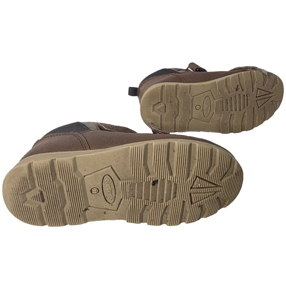 Carter's Kim Boys Size 11 Brown Gray Chukka Ankle Boots Lace Up Hook Loop